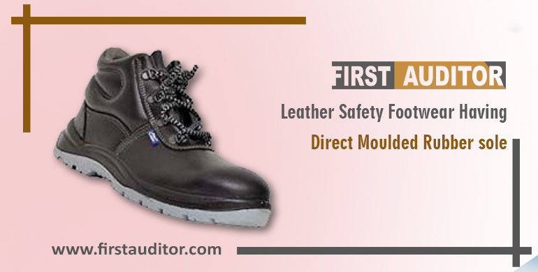 Leather safety footwear having direct moulded rubber sole